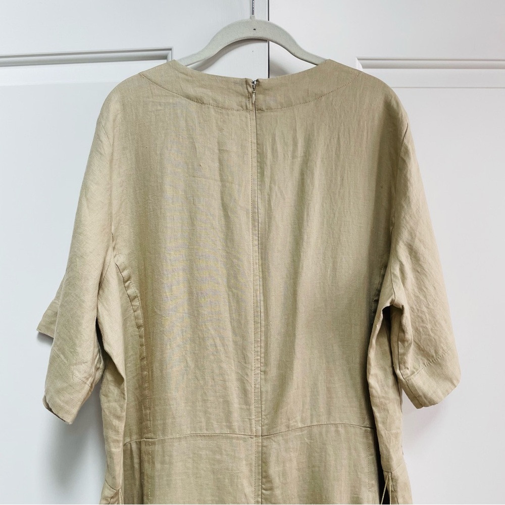 NWT Everlane European Flax Linen Wide Leg Wrap Khaki Tone Belted Jumpsuit Summer - Picture 9 of 13